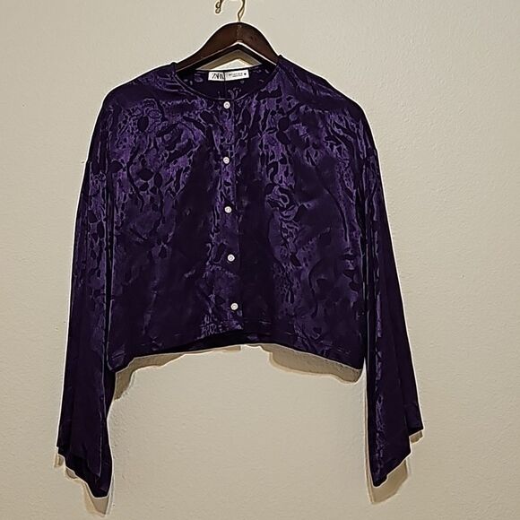 Zara Blouse w/ Jewel / Rhinestone Buttons Sz. S - Picture 1 of 7